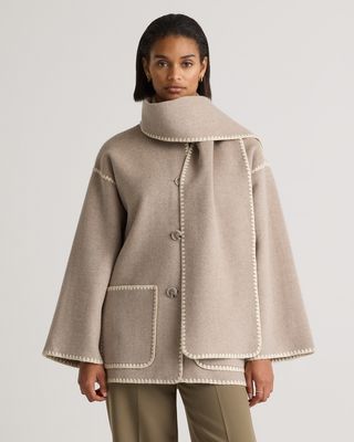 Double-Faced Merino Wool Scarf Coat