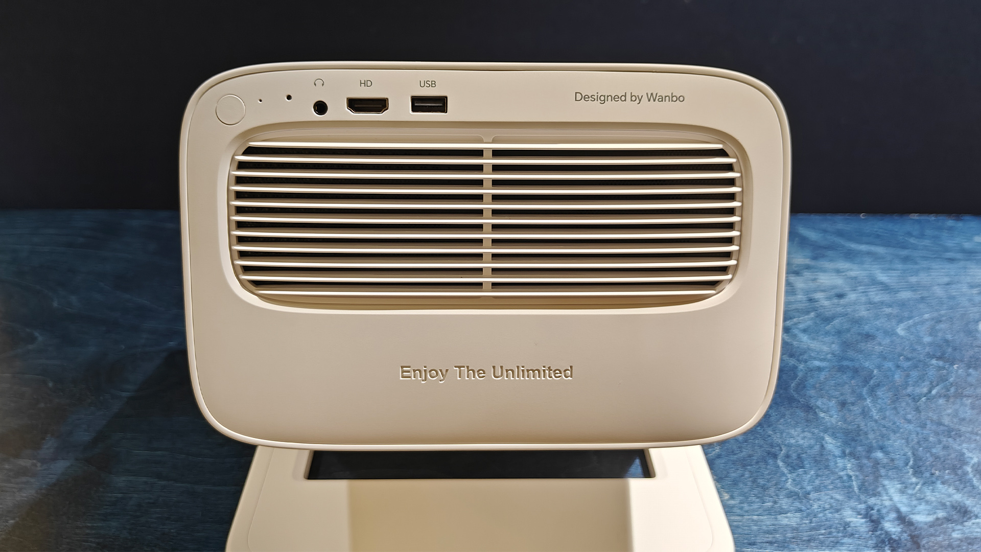 Wanbo Vali 1 home cinema projector rear of unit showing connections and grille