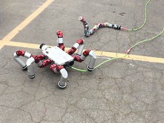 A team from Carnegie Mellon University showed off their snakelike and spiderlike robots at the DARPA Robotics Challenge, June 5-6, 2015.