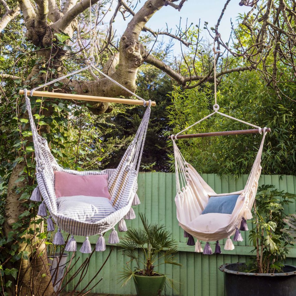 Set of boho style hammocks