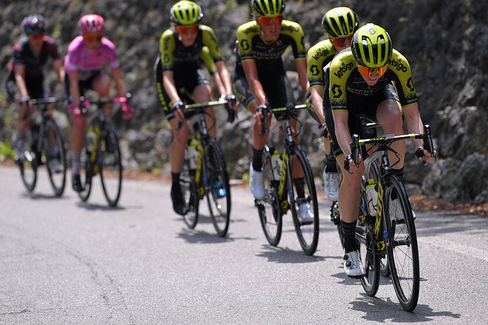 The six-rider Mitchelton-Scott team that won the 2019 Giro Rosa with Annemiek van Vleuten