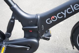 The innovative hinge on the Gocycle G4 foldable e-bike from Karbon Kinetics