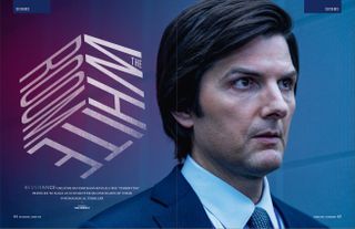 A suited Adam Scott as Mark Scout.