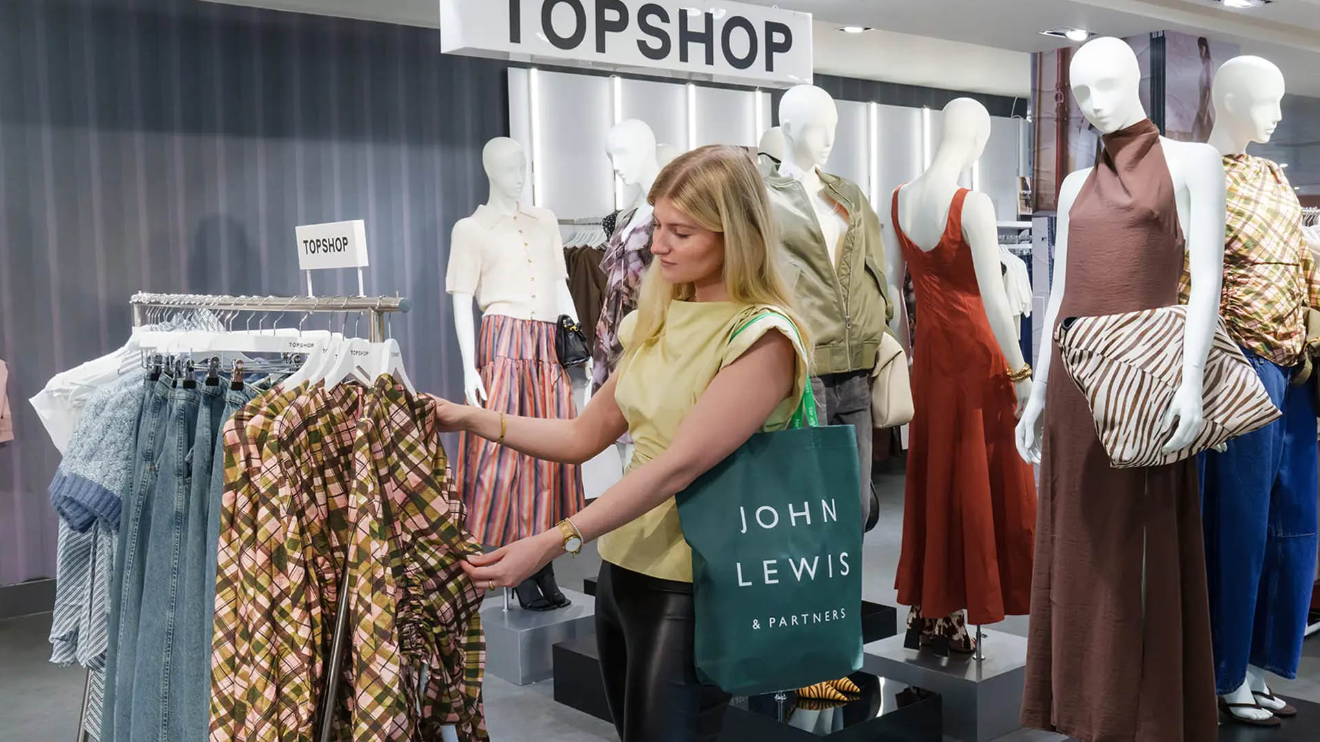 A photo inside a Topshop concession. 
