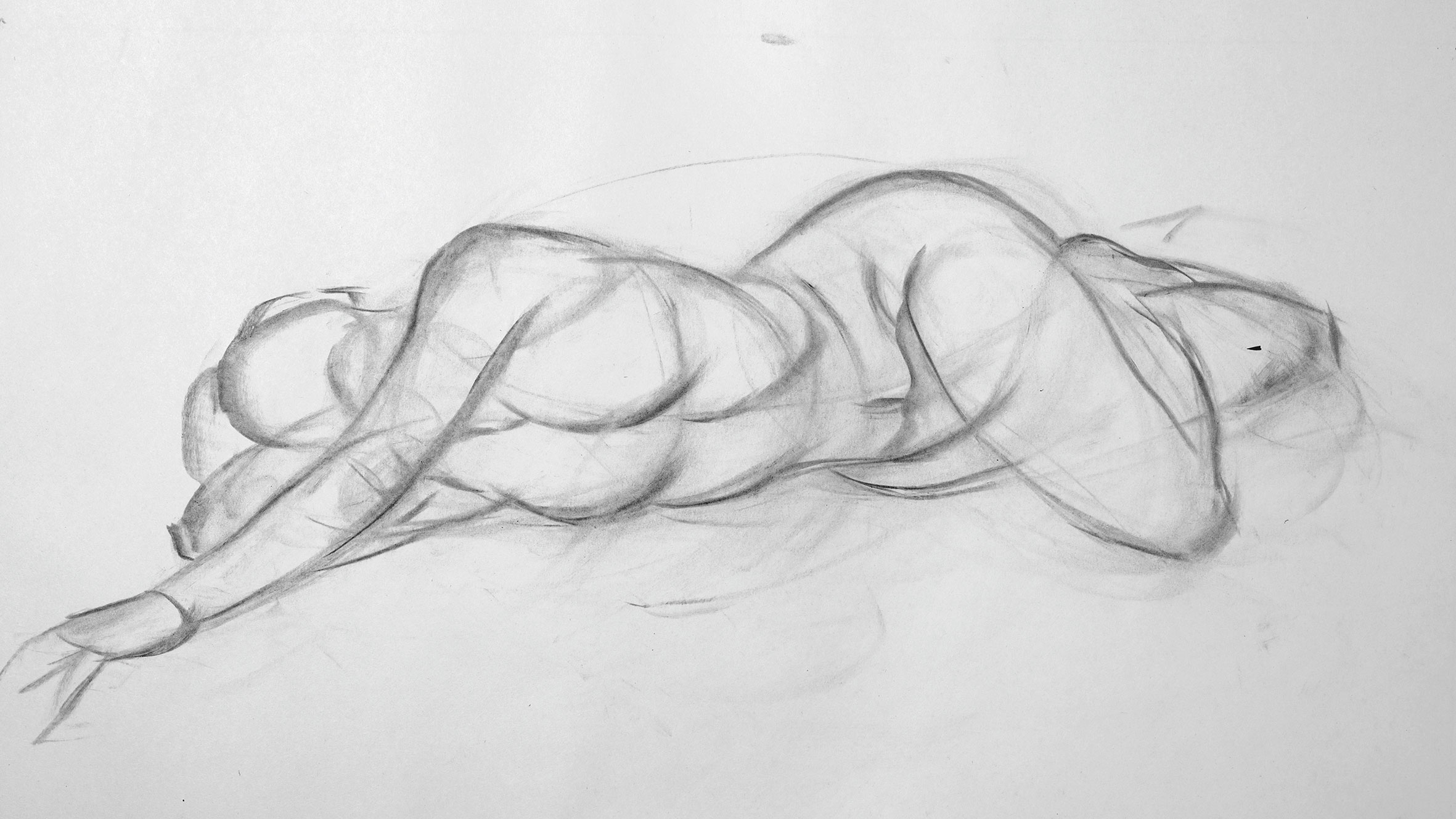 Roughly drawn nude female figure