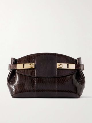 Hug Small Snake-Effect Patent-Leather Shoulder Bag