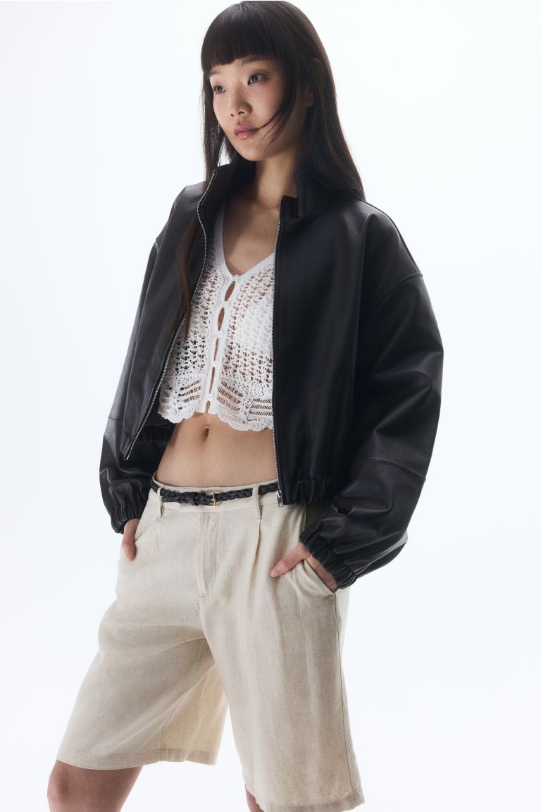 Knee-Length Linen-Blend Shorts