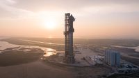 a spacex starship at sunrise