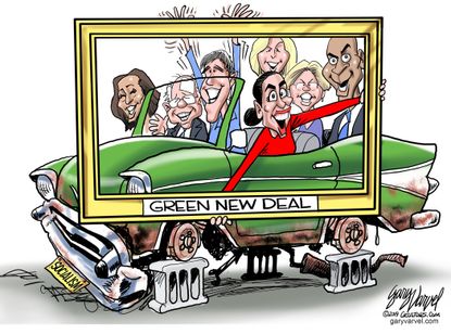 Political Cartoon U.S. Democrats 2020 election democrats green new deal