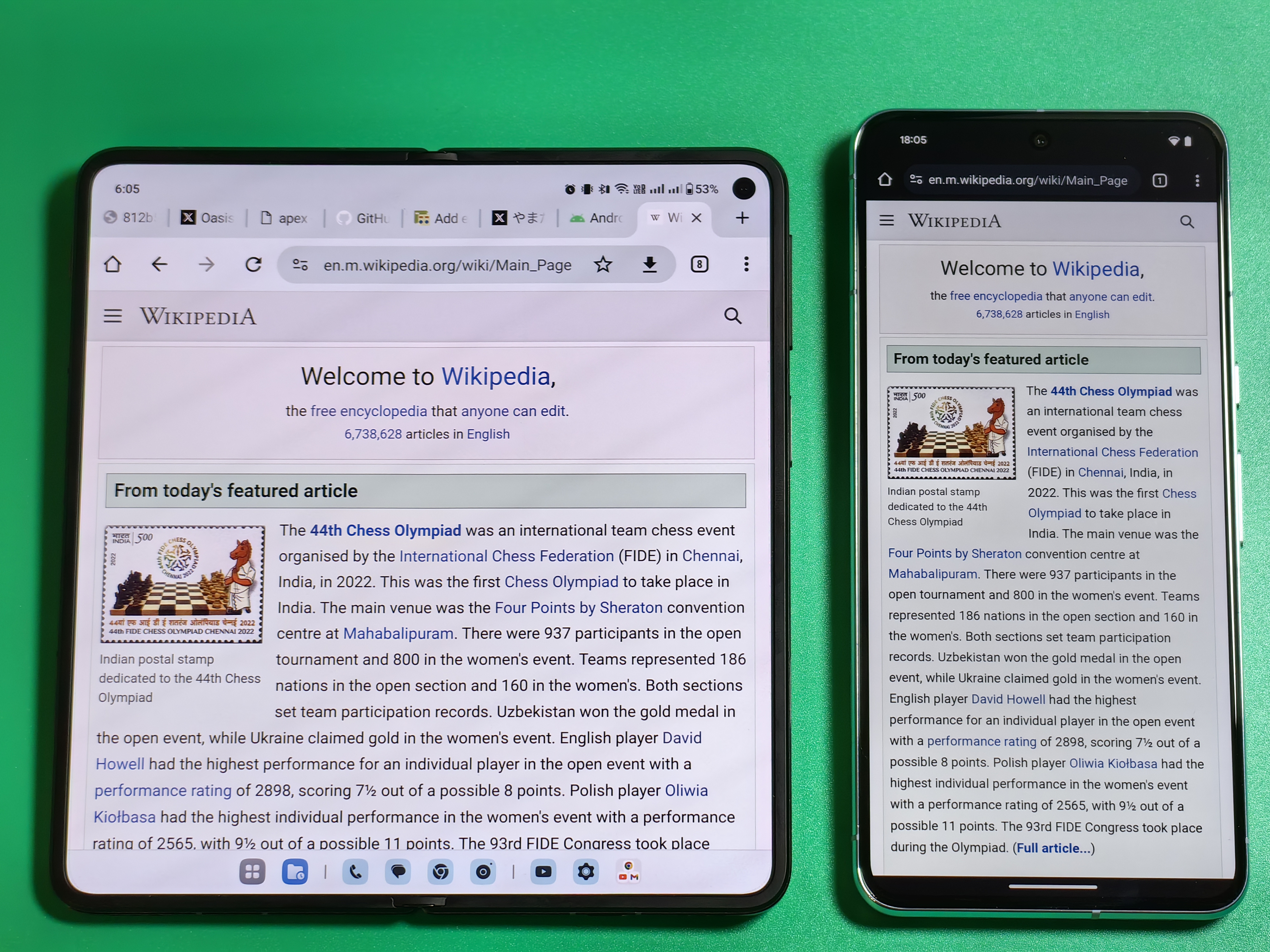 Wikipedia on the OnePlus Open and Pixel 8 Pro