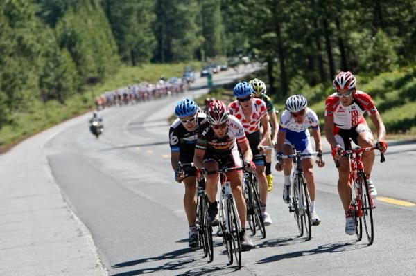 An early break tries to get away in the mens race.
