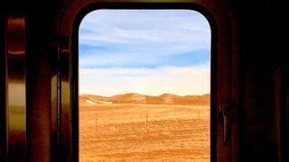 View of Montana landscape from Amtrak's Empire Builder train