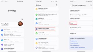The reset options in the Galaxy settings app.