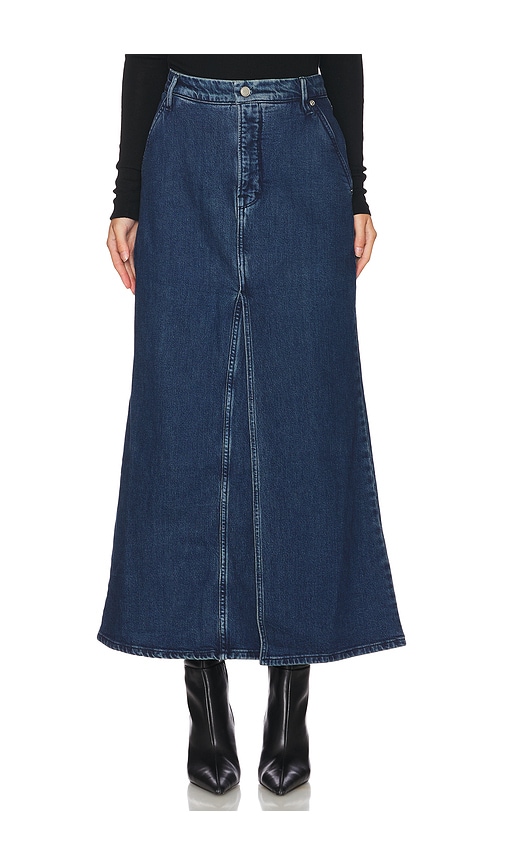 Fit and Flare Denim Maxi Skirt