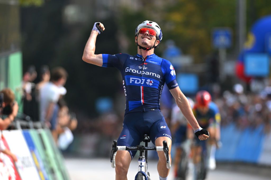 LUXEMBOURG LUXEMBOURG SEPTEMBER 22 David Gaudu of France and Team GroupamaFDJ celebrates at finish line as stage winner during the 84th Tour de Luxembourg 2024 Stage 5 a 1769km stage from Mersch to Luxembourg UCIWT on September 22 2024 in Luxembourg Luxembourg Photo by Tim de WaeleGetty Images