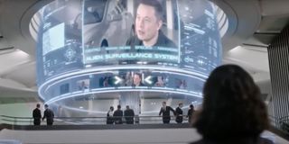 Elon Musk and Tessa Thompson in Men In Black: International