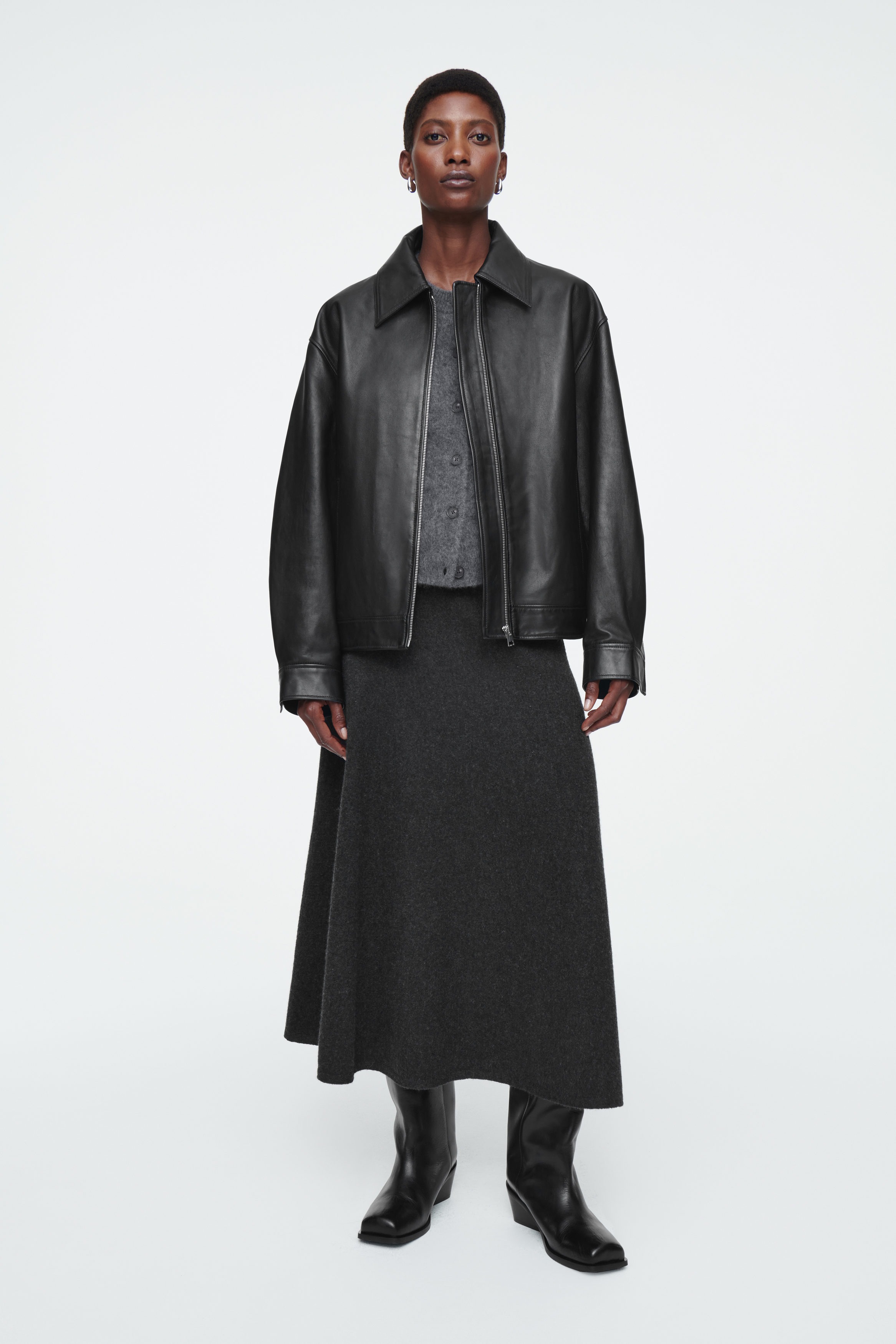 COS, Oversized Collared Leather Jacket