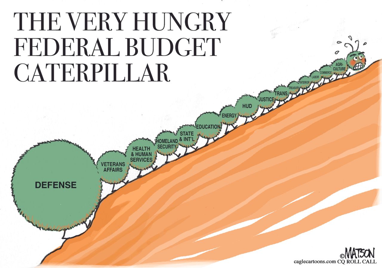 Political&amp;amp;nbsp;Cartoon&amp;amp;nbsp;U.S. Trump Veteran Affairs Health and Human Services Federal Budget Defense Spending