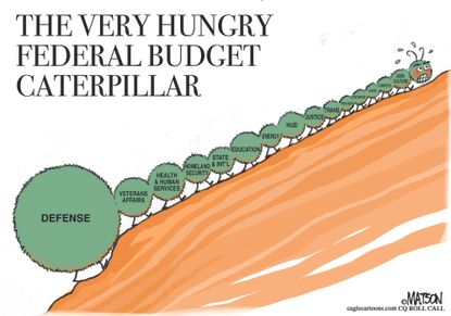 Political&nbsp;Cartoon&nbsp;U.S. Trump Veteran Affairs Health and Human Services Federal Budget Defense Spending