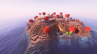A Mushroom Fields spawn island on one of the best Minecraft seeds.