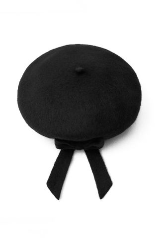 Bow Trim Wool Beret