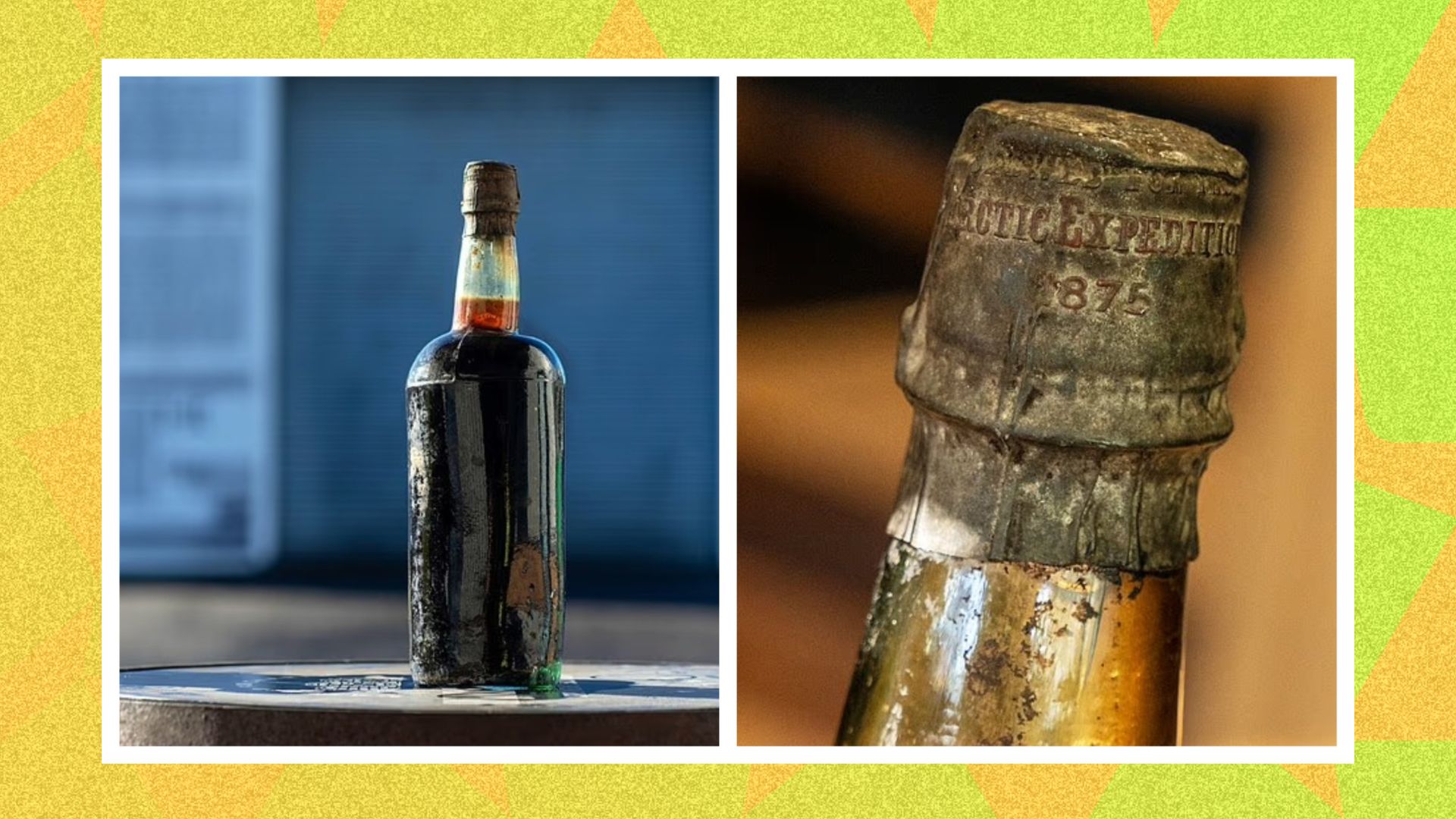Photos of an arctic bottle of beer that is being recreated 