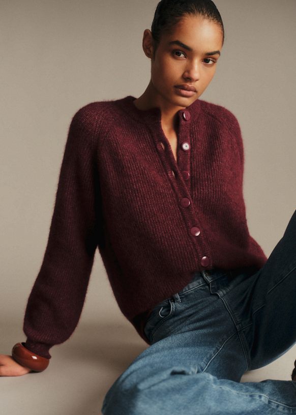 Othello Cardigan - Burgundy - Baby Alpaca - S&amp;eacute;zane