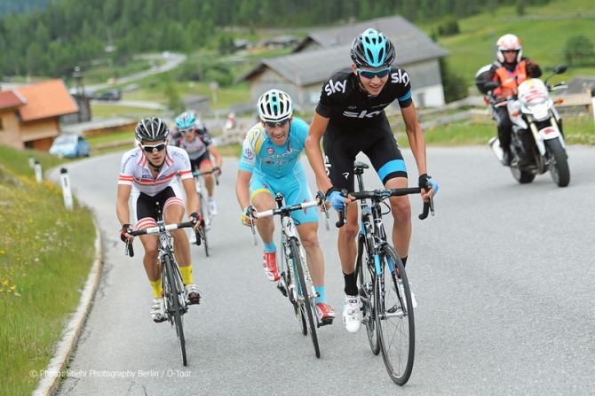Joe Dombrowski (Sky) leads the final selection on the first stage to K&uuml;htai at the Tour of Austria
