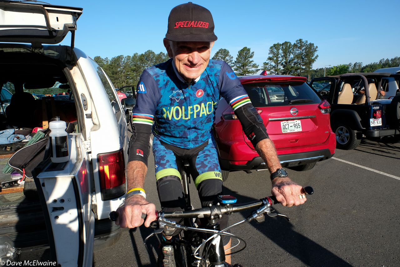 Eighty-four-year-old perennial national champion Fred Schmidt gets ready to race
