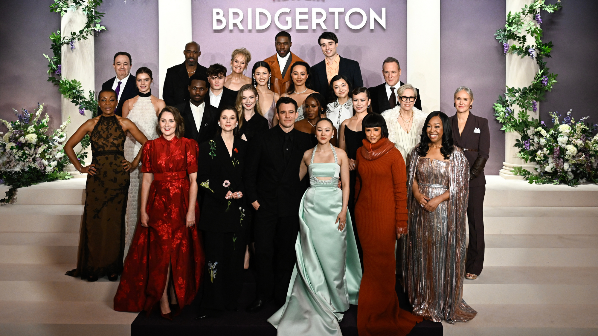 Bridgerton cast at the Bridgerton premiere in Paris