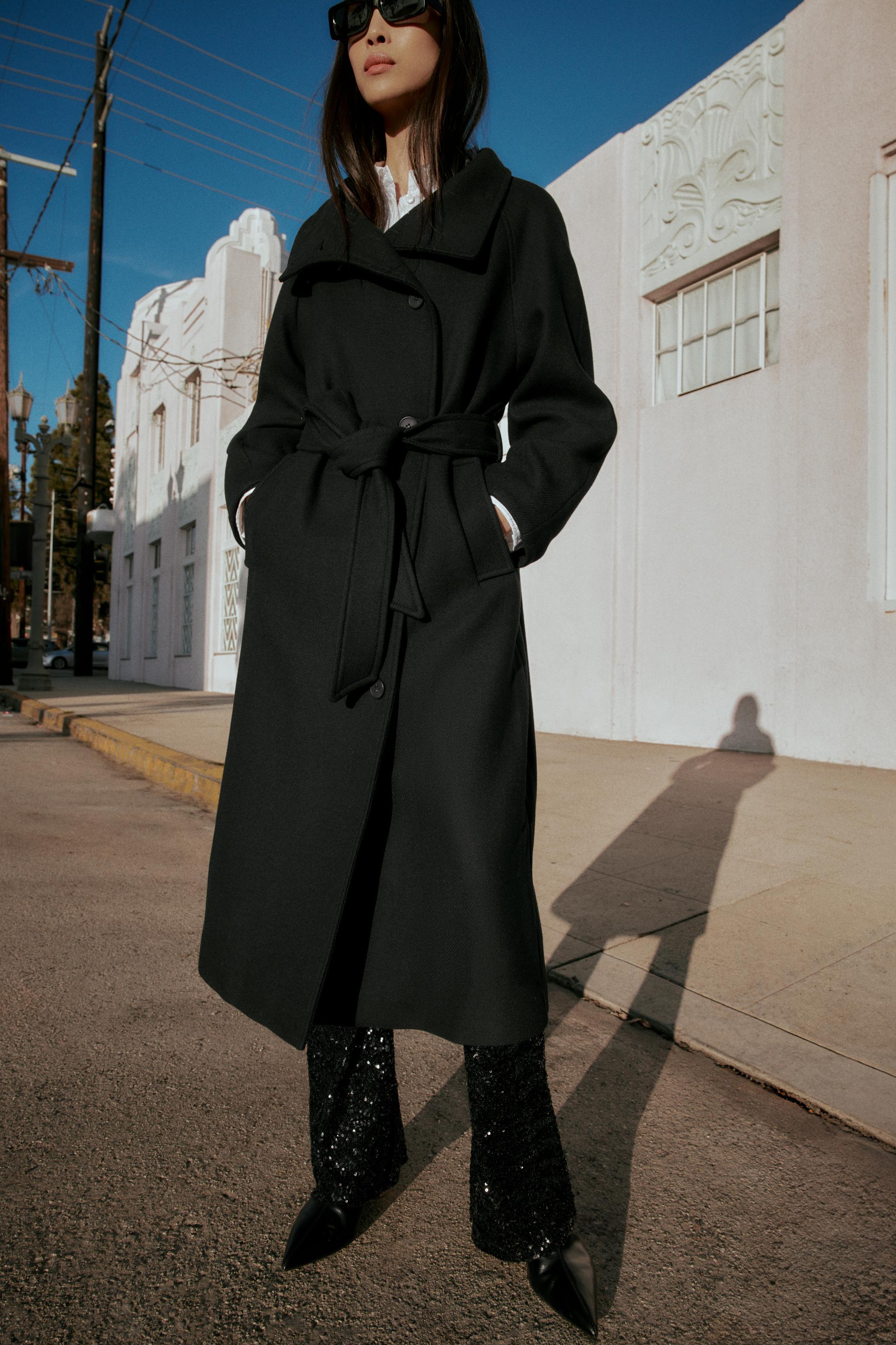 Long Wool Coat With High Neck