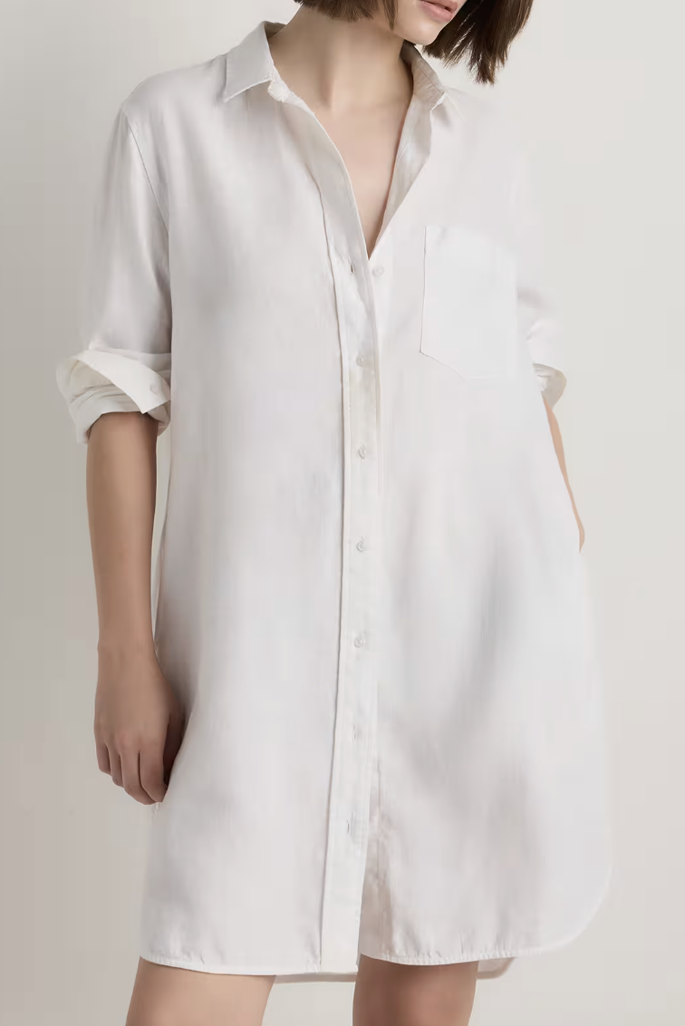 Quince, 100% European Linen Shirt Dress in White
