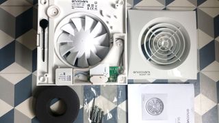 Top down look at components of Envirovent Silen100 extractor fan