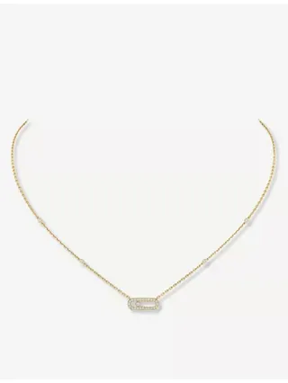 Move Uno Pavé 18ct Yellow-Gold and 0.20ct Brilliant-Cut Diamond Necklace