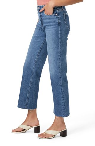 Leenah Raw Hem High Waist Ankle Wide Leg Jeans