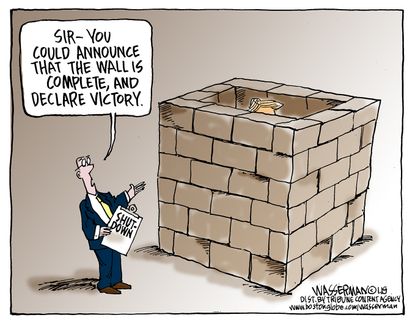 Political cartoon U.S. Trump wall government shutdown