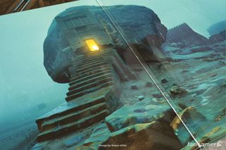 An image of Age 234 in the Riven soundtrack's gatefold, created with AI by Robyn Miller