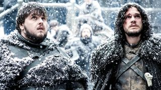 John Bradley as Sam and Kit Harington as Jon Snow in Game of Thrones
