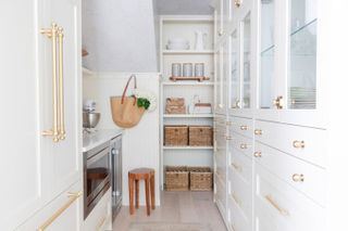 wine fridge in neutral pantry by Semihandmade
