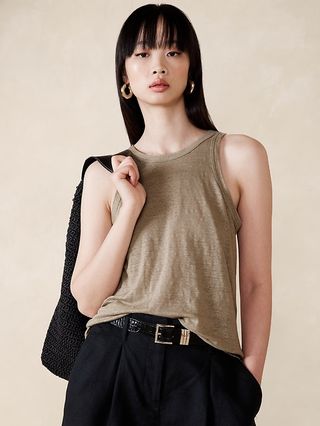 Linen Racer Tank Top