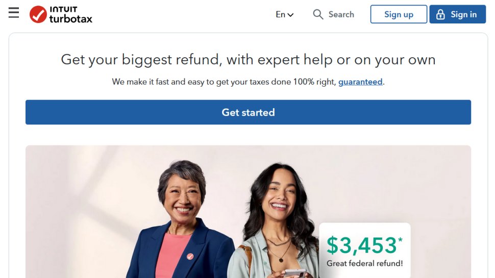 TurboTax website screenshot (February 2026).