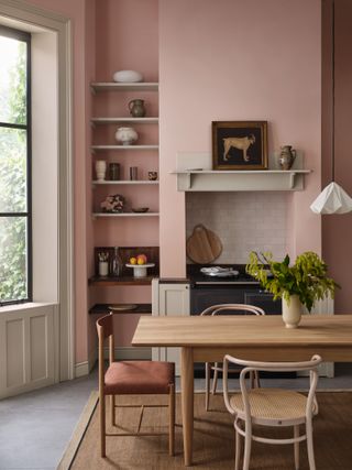 A light blush pink kitchen