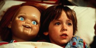 Alex Vincent as Andy with Chucky doll in 1988 Child's Play