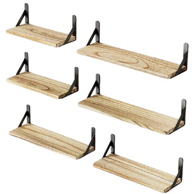 wooden floating shelf set