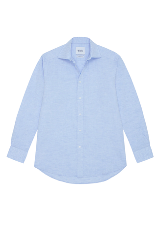 Wnu Weave Celeste Blue Cotton & Linen Boyfriend Shirt | With Nothing Underneath