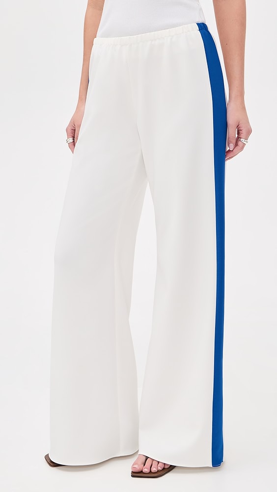 Side Stripe Colby Pants - Ivory/cobalt