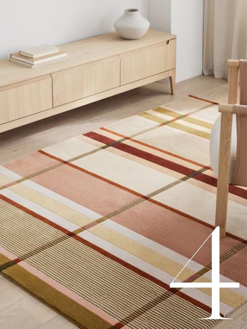 Erno Check Tufted Pure Wool Rug in Butter