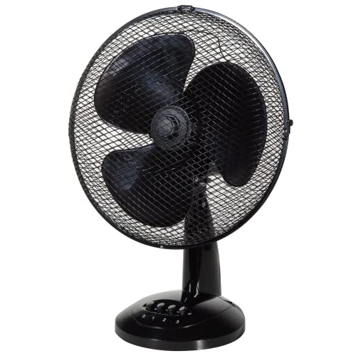 Zanussi 12" Inch, Lightweight, Portable Desk Fan, 3 Speed Settings, Wide-Angled Oscillation, Powerful Airflow, Quiet Operation, Perfect for Bedroom or Office, Black - Znpdf1221b