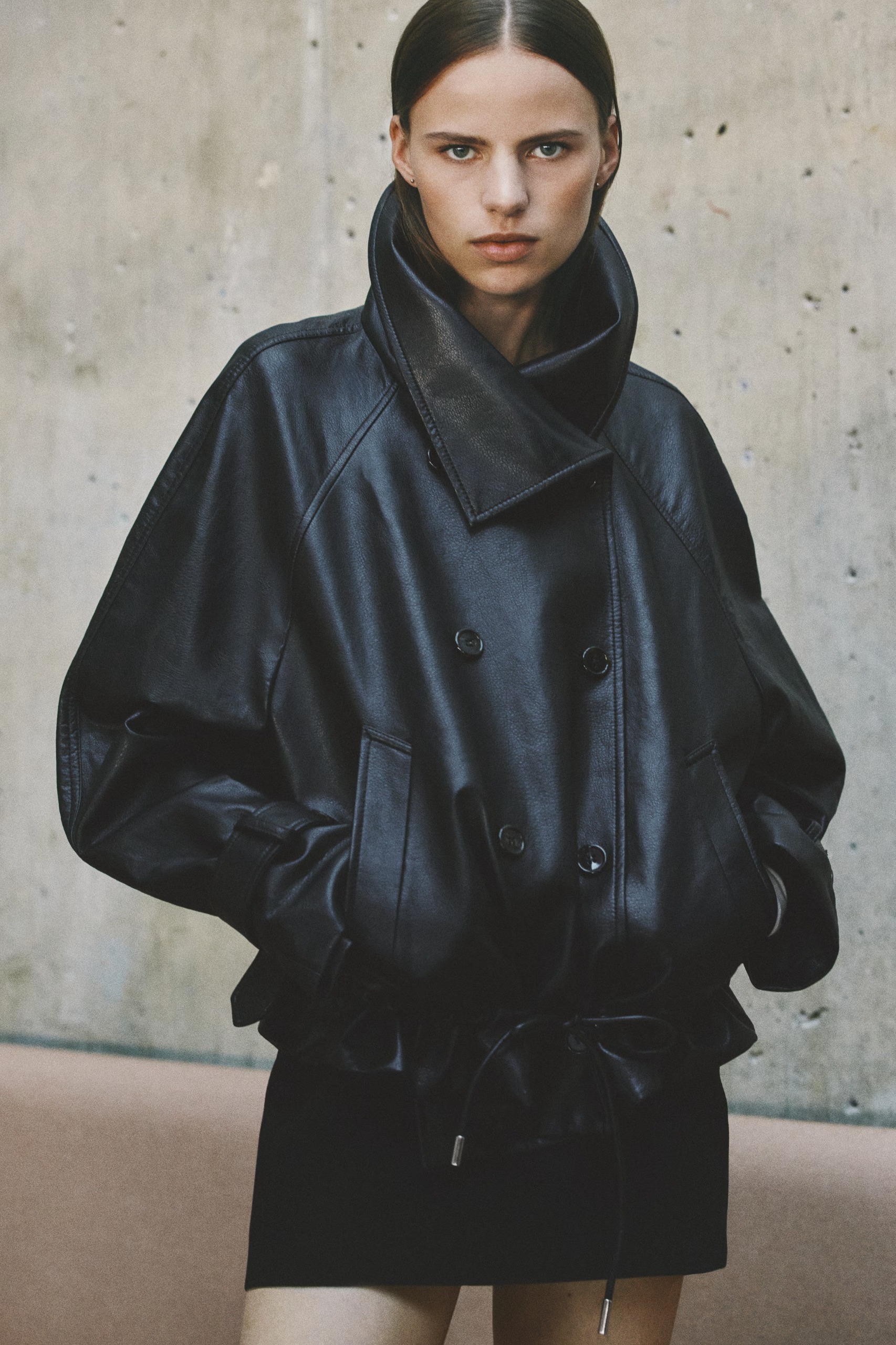 H&amp;amp;M , Coated Funnel-collar Jacket