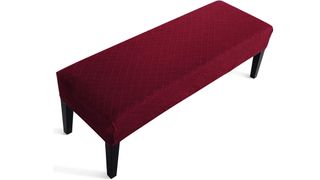 burgundy bench cover with diamond pattern